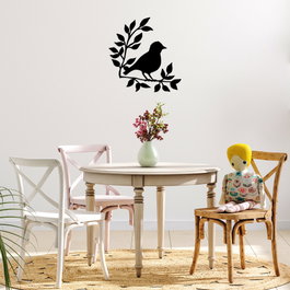 Wallity Branch And Bird - 441 Escultura de pared de metal negra